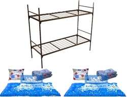 Кровать для рабочих металлическая двухъярусная 80X190 A2-80+KR-80X2 - фото 5087